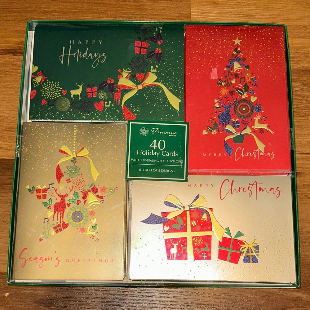 Holiday Card Set - Red, Green, Gold